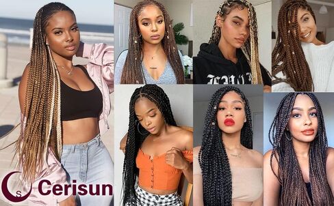 Cerisun Braiding Hair Extensions 24 Inch, Kanekalon Jumbo Braid, 3Pcs/Lot High Temperature Synthetic Fiber Hair Extensions for Box Braids Braiding Hair （1B） in Saudi Arabia
