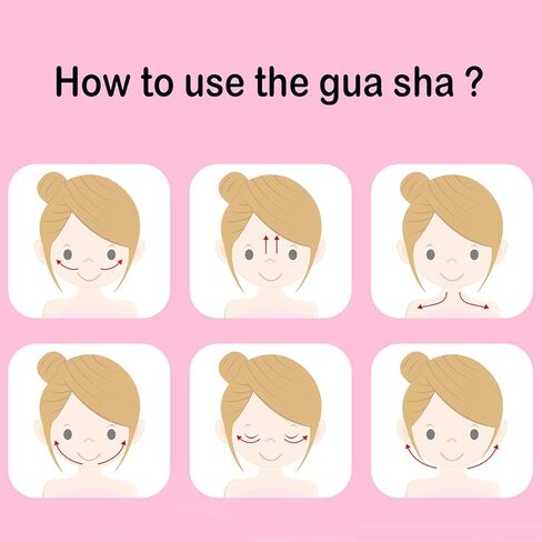 MEICOLY Gua Sha، أدوات الوجه Gua Sha، حجر تدليك غواشا عالي الجودة، كشط اليشم الكوارتز الوردي الطبيعي للرقبة والظهر والعينين وتدليك الجسم والاسترخاء، القلب in Kuwait