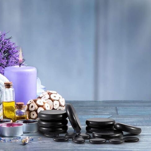 MDLUU 16 قطعة من أحجار البازلت الطبيعية، أحجار تدليك الصخور الساخنة للمنتجعات الصحية الاحترافية أو المنزلية، العلاج بالتدليك، الاسترخاء in Saudi Arabia