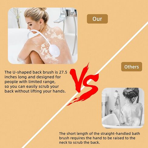 فرشاة حمام خلفية بمقبض طويل للاستحمام بمقبض منحني على شكل حرف U لمسبار السن والمعاقين وضعاف الحركة بعد الجراحة، الكتف المتجمد والسمنة in Kuwait