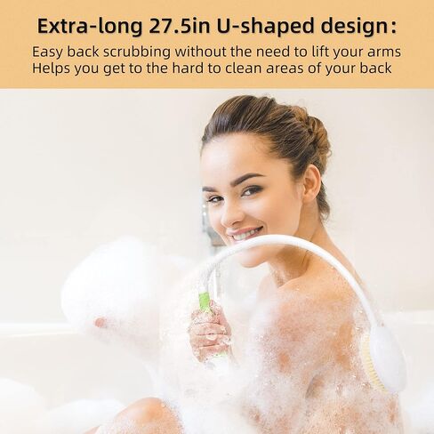 فرشاة حمام خلفية بمقبض طويل للاستحمام بمقبض منحني على شكل حرف U لمسبار السن والمعاقين وضعاف الحركة بعد الجراحة، الكتف المتجمد والسمنة in Kuwait