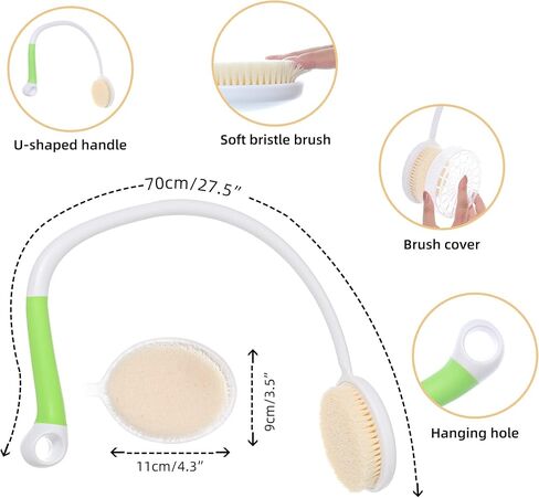 فرشاة حمام خلفية بمقبض طويل للاستحمام بمقبض منحني على شكل حرف U لمسبار السن والمعاقين وضعاف الحركة بعد الجراحة، الكتف المتجمد والسمنة in Kuwait