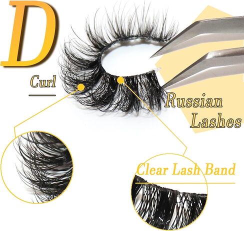 رموش صناعية، رموش D Curl، رموش قطاعية روسية، رموش شفافة ذات شريط شفاف، رموش ذات مظهر طبيعي (DT05) in Kuwait