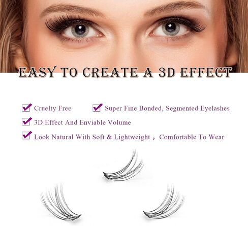 DIY Eyelash Extensions 0.07-D Curl 10mm Fluffy Single Length 12 Clusters Soft Wispy Light 3D Effect Natural Individual Cluster Lashes Home Eyelash Extensions D Curl Lashes Pack (10mm, 0.07-D-Fluffy) in Saudi Arabia