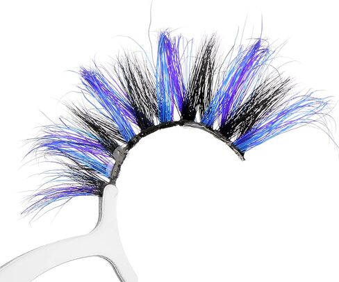 25mm Colored Eyelashes,Halloween 3D Mink Lashes with Color,Beautiful Natural Wispy Colorful False Eyelashes 1 Pair for Christmas New Year Party Ball（Blue purple black 3 colors） in Saudi Arabia