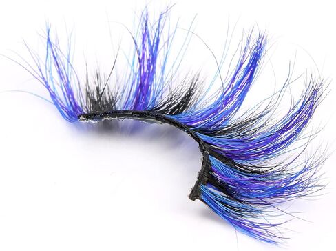25mm Colored Eyelashes,Halloween 3D Mink Lashes with Color,Beautiful Natural Wispy Colorful False Eyelashes 1 Pair for Christmas New Year Party Ball（Blue purple black 3 colors） in Saudi Arabia