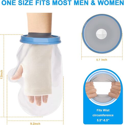 غطاء مصبوب يدوي من Qbily لحمام الدش، غطاء مصبوب مقاوم للماء للبالغين، واقي ضمادة جروح قابل لإعادة الاستخدام لليد والمعصم والأصابع والجراحة والحروق وإمساك أفضل وختم مثالي وأكثر ملاءمة in Kuwait