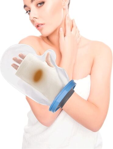 غطاء مصبوب يدوي من Qbily لحمام الدش، غطاء مصبوب مقاوم للماء للبالغين، واقي ضمادة جروح قابل لإعادة الاستخدام لليد والمعصم والأصابع والجراحة والحروق وإمساك أفضل وختم مثالي وأكثر ملاءمة in Kuwait