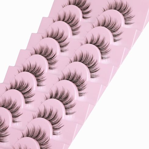 Natural Lashes with Clear Band False Eyelashes Pack 10 Pairs Fluffy Wispy False Lashes Natural Look 14MM Fake Eyelashes that Look Like Extensions in Saudi Arabia
