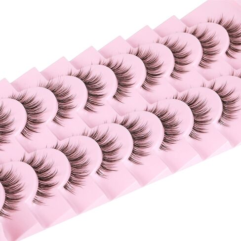 Natural Lashes with Clear Band False Eyelashes Pack 10 Pairs Fluffy Wispy False Lashes Natural Look 14MM Fake Eyelashes that Look Like Extensions in Saudi Arabia