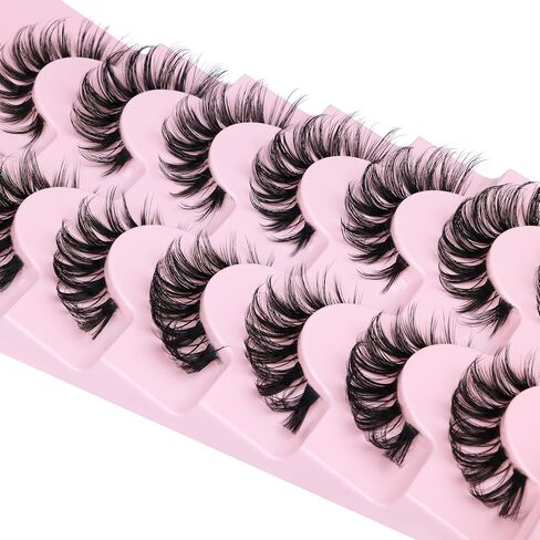 JIMIRE False Eyelashes Natural Clear Band Demi-Wispies Cat Eye Lashes Fluffy CC Curl Strip Faux Mink Eyelashes Natural Look Like Eyelash Extensions 15MM Soft Lashes 7 Pairs Pack in Saudi Arabia