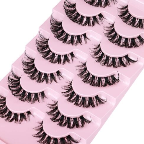 JIMIRE False Eyelashes Natural Clear Band Demi-Wispies Cat Eye Lashes Fluffy CC Curl Strip Faux Mink Eyelashes Natural Look Like Eyelash Extensions 15MM Soft Lashes 7 Pairs Pack in Saudi Arabia
