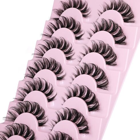 JIMIRE False Eyelashes Natural Clear Band Demi-Wispies Cat Eye Lashes Fluffy CC Curl Strip Faux Mink Eyelashes Natural Look Like Eyelash Extensions 15MM Soft Lashes 7 Pairs Pack in Saudi Arabia