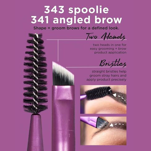 Real Techniques Brow Shaping Set, Spoolie, Tweezers & Brow Brushes, Dual-Ended Tools, For Styling, & Shaping Eyebrows, Get Full, Fluffy Brows, Multiuse Brushes, Cruelty-Free, 3 Piece Set in Saudi Arabia
