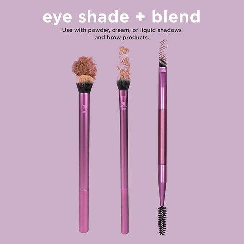 Real Techniques Brow Shaping Set, Spoolie, Tweezers & Brow Brushes, Dual-Ended Tools, For Styling, & Shaping Eyebrows, Get Full, Fluffy Brows, Multiuse Brushes, Cruelty-Free, 3 Piece Set in Saudi Arabia