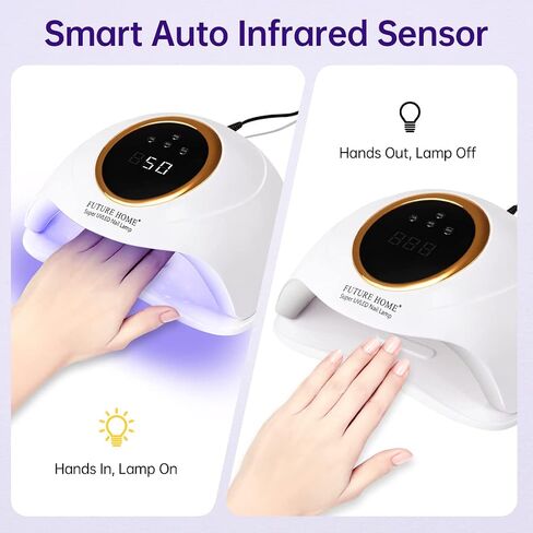 UV Nail Lamp, Future Home 120W LED Light for Gel Nails with 63 Lamp Beads, 4 Timer Settings, Auto Sensor - UV Light for Nails in Saudi Arabia