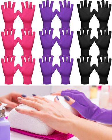 Jeyiour 9 Pairs Anti UV Gloves for Nail Lamp UV Protection Gloves for Nail Professional Gel Manicure Gloves Bulk for Women Girl Cycling Hiking Camping Driving Avoid Skin Damage in Saudi Arabia