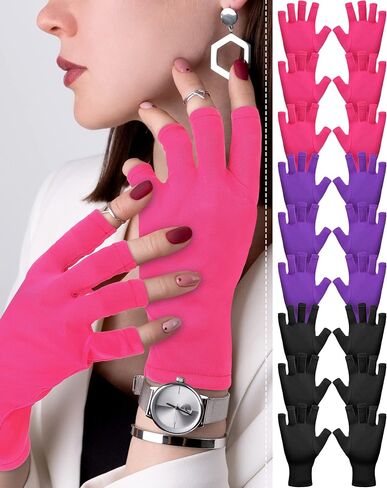 Jeyiour 9 Pairs Anti UV Gloves for Nail Lamp UV Protection Gloves for Nail Professional Gel Manicure Gloves Bulk for Women Girl Cycling Hiking Camping Driving Avoid Skin Damage in Saudi Arabia