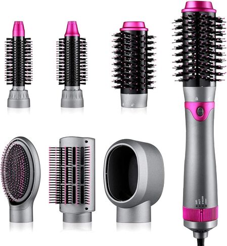 6 in 1 Hair Dryer Brush and Volumizer, Detachable Styler, One-Step Hot Air for Straightening Curling Drying Combing Styling in Saudi Arabia