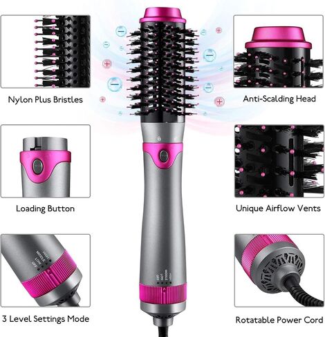 6 in 1 Hair Dryer Brush and Volumizer, Detachable Styler, One-Step Hot Air for Straightening Curling Drying Combing Styling in Saudi Arabia