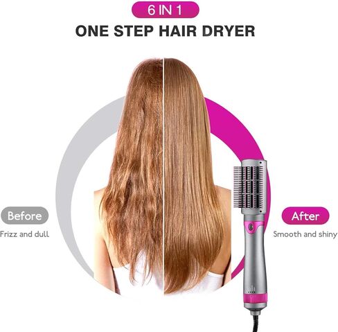 6 in 1 Hair Dryer Brush and Volumizer, Detachable Styler, One-Step Hot Air for Straightening Curling Drying Combing Styling in Saudi Arabia