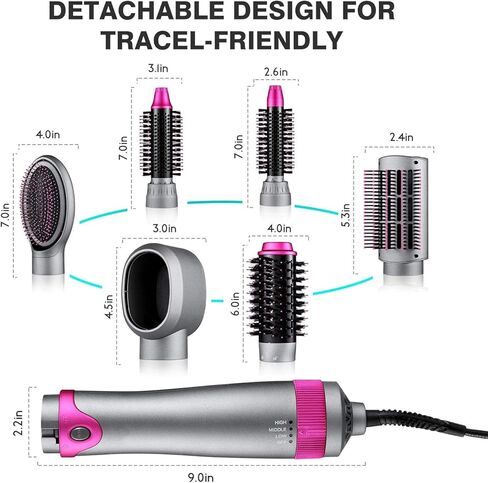 6 in 1 Hair Dryer Brush and Volumizer, Detachable Styler, One-Step Hot Air for Straightening Curling Drying Combing Styling in Saudi Arabia
