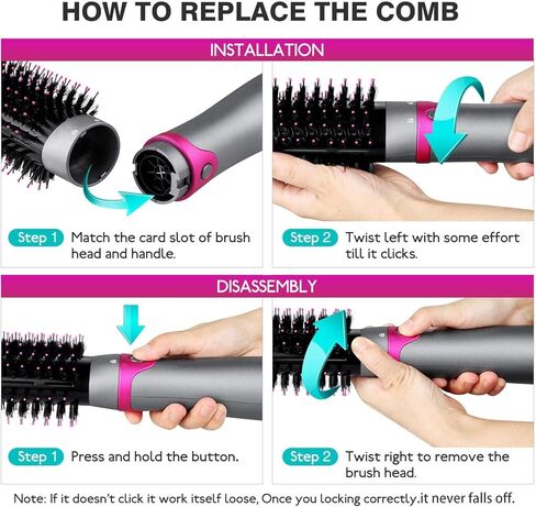 6 in 1 Hair Dryer Brush and Volumizer, Detachable Styler, One-Step Hot Air for Straightening Curling Drying Combing Styling in Saudi Arabia