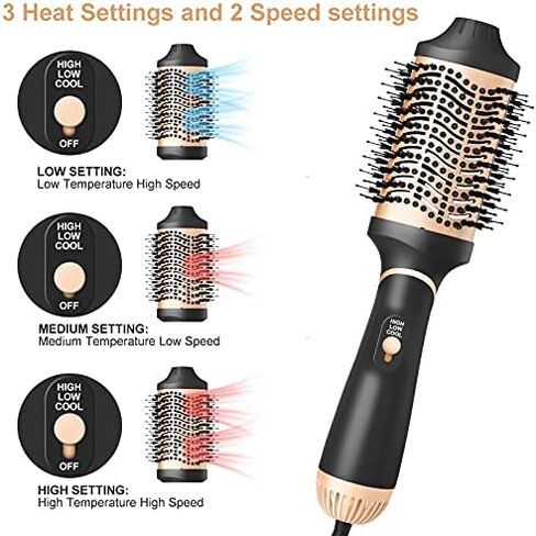 6 in 1 Hair Dryer Brush and Volumizer, Detachable Styler, One-Step Hot Air for Straightening Curling Drying Combing Styling in Saudi Arabia