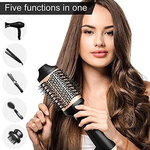 6 in 1 Hair Dryer Brush and Volumizer, Detachable Styler, One-Step Hot Air for Straightening Curling Drying Combing Styling in Saudi Arabia