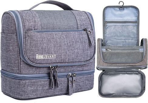 Hanging Travel Toiletry Bag for Men and Women, Bathroom Shower Bag, Double Layer Large Capacity Shaving Bag Makeup Bag, Cosmetic Organizer Kit for Toiletries Accessories (Navy Blue) in Saudi Arabia