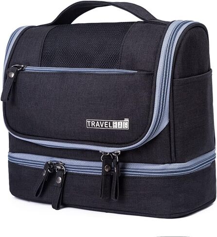 Hanging Travel Toiletry Bag for Men and Women, Bathroom Shower Bag, Double Layer Large Capacity Shaving Bag Makeup Bag, Cosmetic Organizer Kit for Toiletries Accessories (Navy Blue) in Saudi Arabia