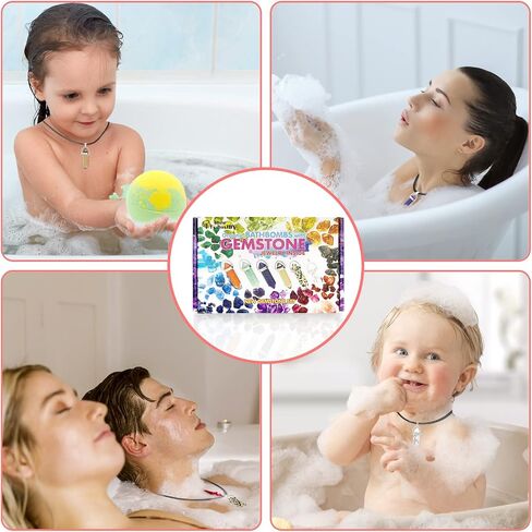 Organic Bath Bombs with Surprise Natural Real Gemstone Jewelry Inside.Handmade Bubble Bath Spa Set. Fizzies Spa kit with Essential Oils. Birthday Christmas Valentines Gift for Girls Boys Women. SET2 in Saudi Arabia