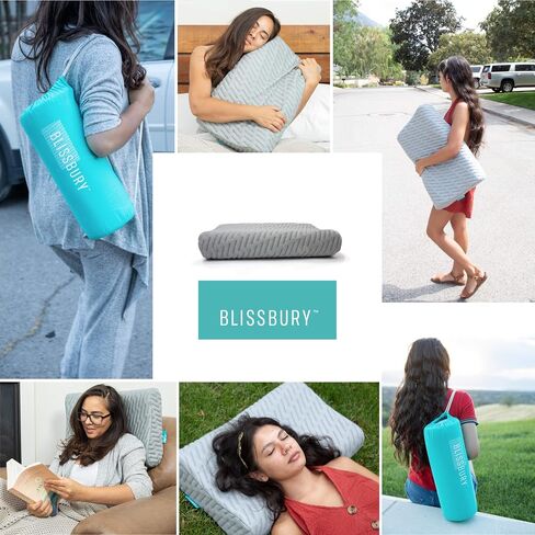 BLISSBURY Contour Pillow, Sandwich Memory Foam Contour Pillow | Curved Pillow for Neck Pain, Neck Support for Back, Stomach, Side Sleepers - Includes a Bamboo Case & Hypoallergenic Charcoal Foam in Saudi Arabia
