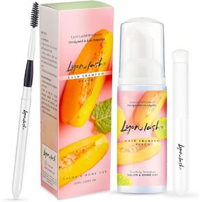 Eyelash Extension Shampoo - Lyon Lash Eyelid Foam Cleanser/Gentle Formula for Sensitive people/Paraben & Sulfate Free/Remove Eye Makeup & Oil & Dust/For Salon and Home Use (60ml without brushes)