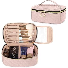 Teamoy Travel Makeup Brush Case, Makeup Train Organizer Bag with Handle for Makeup Brushes(up to 8-inch) and Essentials, Large, Black(BAG ONLY) in Saudi Arabia