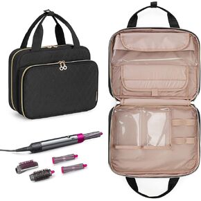 Teamoy Travel Storage Bag Compatible with Dyson Airwrap Complete Styler, Portable Travel Organizer for Airwrap Styler and Attachments, Black