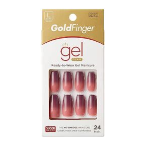 GoldFinger Full Cover Nails Press On Nails Gel Glam Design Nails Long Length in Kuwait