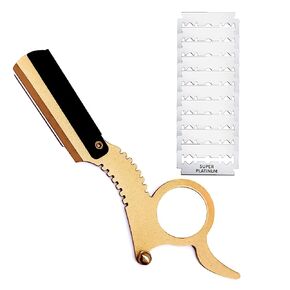 مجموعة حلاقة مستقيمة مع شفرات، ماكينة حلاقة كلاسيكية ذات حافة مستقيمة لحلاقة دقيقة ودقيقة، ماكينة حلاقة يدوية احترافية لتشذيب اللحية، نافاجا دي باربيرو in Kuwait