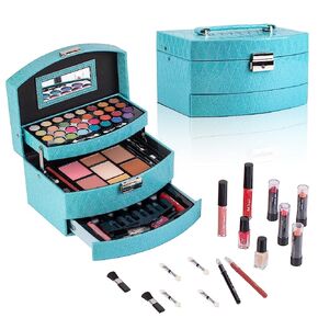 Hot Sugar Girls Makeup Kit for Birthday Gift, All in One Beginner Makeup Kit for Women Full Kit, Christmas Makeup Set for Teens 10 12 13 16 Includes Real Cosmetics and Makeup Tools (BLUE)