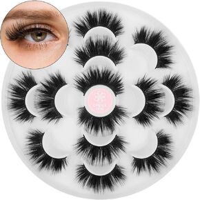 رموش DYSILK بمظهر طبيعي - 7 أزواج من رموش المنك 6D - رموش صناعية رقيق عين القطة رموش وهمية ناعمة قابلة لإعادة الاستخدام 002