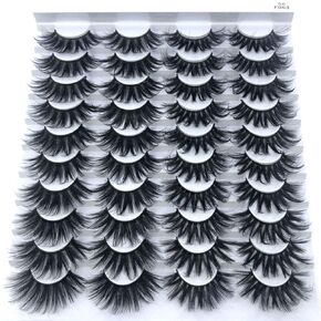 HBZGTLAD 20 Pairs 25 mm 3d Mink Lashes Bulk Faux with Custom Box Wispy Natural Mink Lashes Pack Short Wholesales Natural False Eyelashes (001) in Saudi Arabia