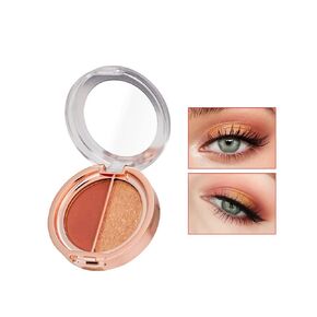Double color eye shadow, high pigment eye makeup palette, matte shimmer metal eye shadow powder, waterproof and durable color eye shadow (01#Sunset orange)