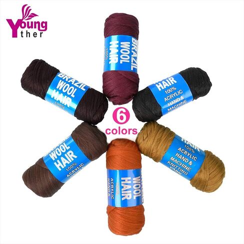 100% Brazilian Wool Hair Acrylic Yarn For African Hair Jumbo Braids/Senegalese Twist/Faux Locs/Wraps/Dreadlocks (1Roll, Natural Black) in Saudi Arabia