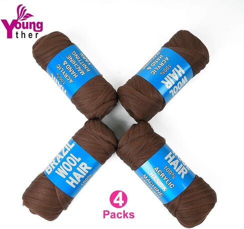 100% Brazilian Wool Hair Acrylic Yarn For African Hair Jumbo Braids/Senegalese Twist/Faux Locs/Wraps/Dreadlocks (1Roll, Natural Black) in Saudi Arabia
