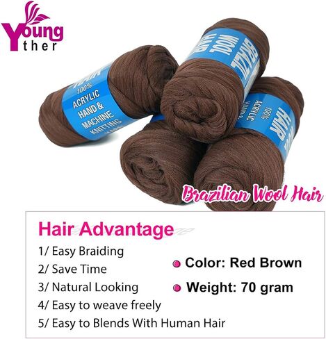 100% Brazilian Wool Hair Acrylic Yarn For African Hair Jumbo Braids/Senegalese Twist/Faux Locs/Wraps/Dreadlocks (1Roll, Natural Black) in Saudi Arabia