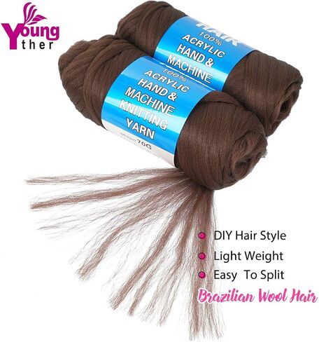 100% Brazilian Wool Hair Acrylic Yarn For African Hair Jumbo Braids/Senegalese Twist/Faux Locs/Wraps/Dreadlocks (1Roll, Natural Black) in Saudi Arabia