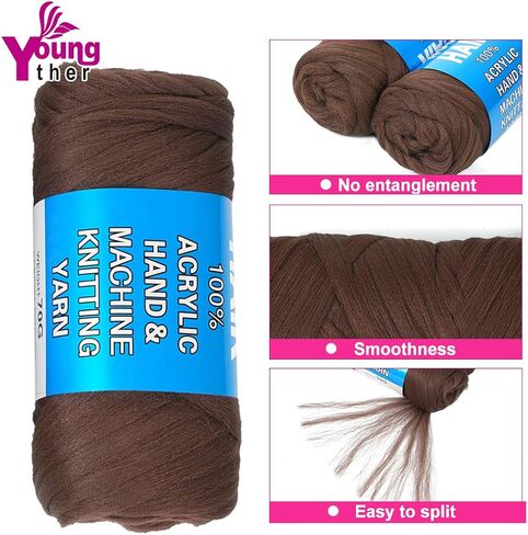 100% Brazilian Wool Hair Acrylic Yarn For African Hair Jumbo Braids/Senegalese Twist/Faux Locs/Wraps/Dreadlocks (1Roll, Natural Black) in Saudi Arabia