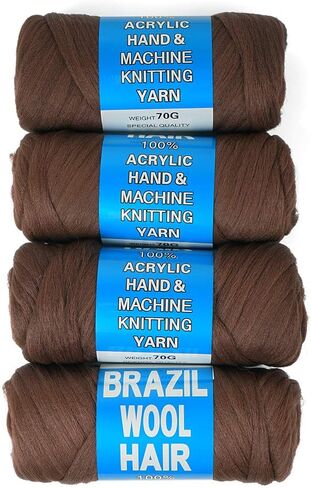 100% Brazilian Wool Hair Acrylic Yarn For African Hair Jumbo Braids/Senegalese Twist/Faux Locs/Wraps/Dreadlocks (1Roll, Natural Black) in Saudi Arabia