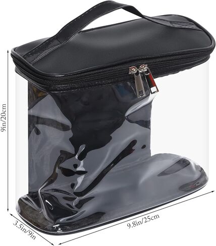 Wobe قطعتان من حقائب السفر الشفافة لحقيبة مستحضرات التجميل الشفافة لأدوات الزينة مع سحاب ومقبض مقاوم للماء ومضاد للتسرب وحقيبة تخزين بلاستيكية للحمام في العطلات (أسود، وردي) in Kuwait