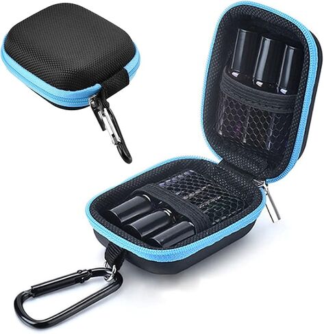 Essential Oil Storage Case 2pcs Mini Essential Oil Carrying Cases 5ml Essential Oil Key Chain Essential Oil Bottle Rack Container Organizer Container for Travel (Blue) in Saudi Arabia